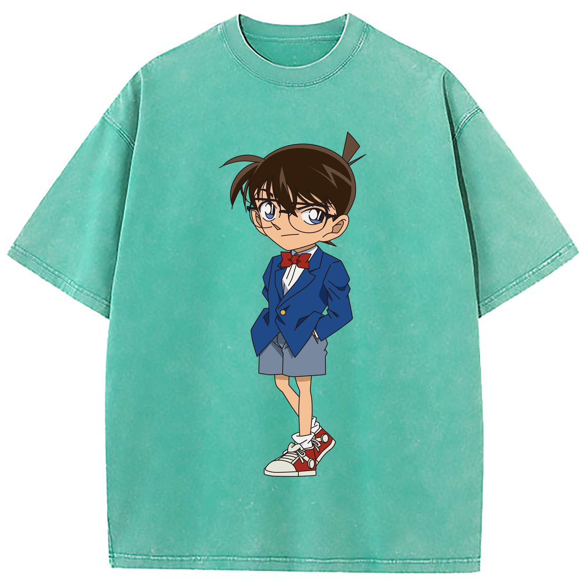 （画像用） 名探偵コナン 江戸川 コナン Detective Conan Conan Edogawa 綿100% ヴィンテージ風 半袖Tシャツ（フロントプリント）